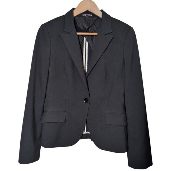 Express Blazer Womens Size 8 Black Single-Button Classic Business Academia - Picture 1 of 15